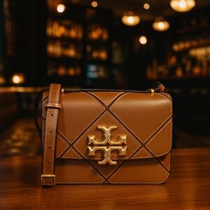Tory Burch Eleanor Classic Cuoio Tan Quilted  Leather Shoulder Bag/Crossbody Bag